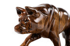 Walnut wolf sculpture hand carved — detail view