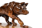 Handmade wooden wolf sculpture — carving detail