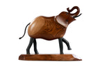Hand-carved wooden elephant sculpture in apricot wood, 9.4" / 24 cm, by Hrachya Ohanyan