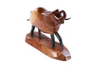 Hand-carved wooden elephant sculpture, 9.4" / 24 cm — full view