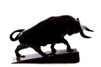 Handmade wooden bull sculpture — carving detail