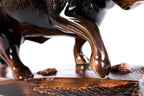 Luxury wooden bull sculpture hand carved — front view