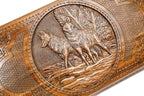 Luxury backgammon board with wolf artistic wooden craftsmanship