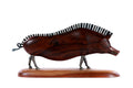 Hand-carved wooden wild boar sculpture in apricot wood, 8.7" / 22 cm, by Hrachya Ohanyan