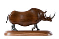 Hand-carved walnut rhinoceros sculpture, 11" / 28 cm, by Hrachya Ohanyan