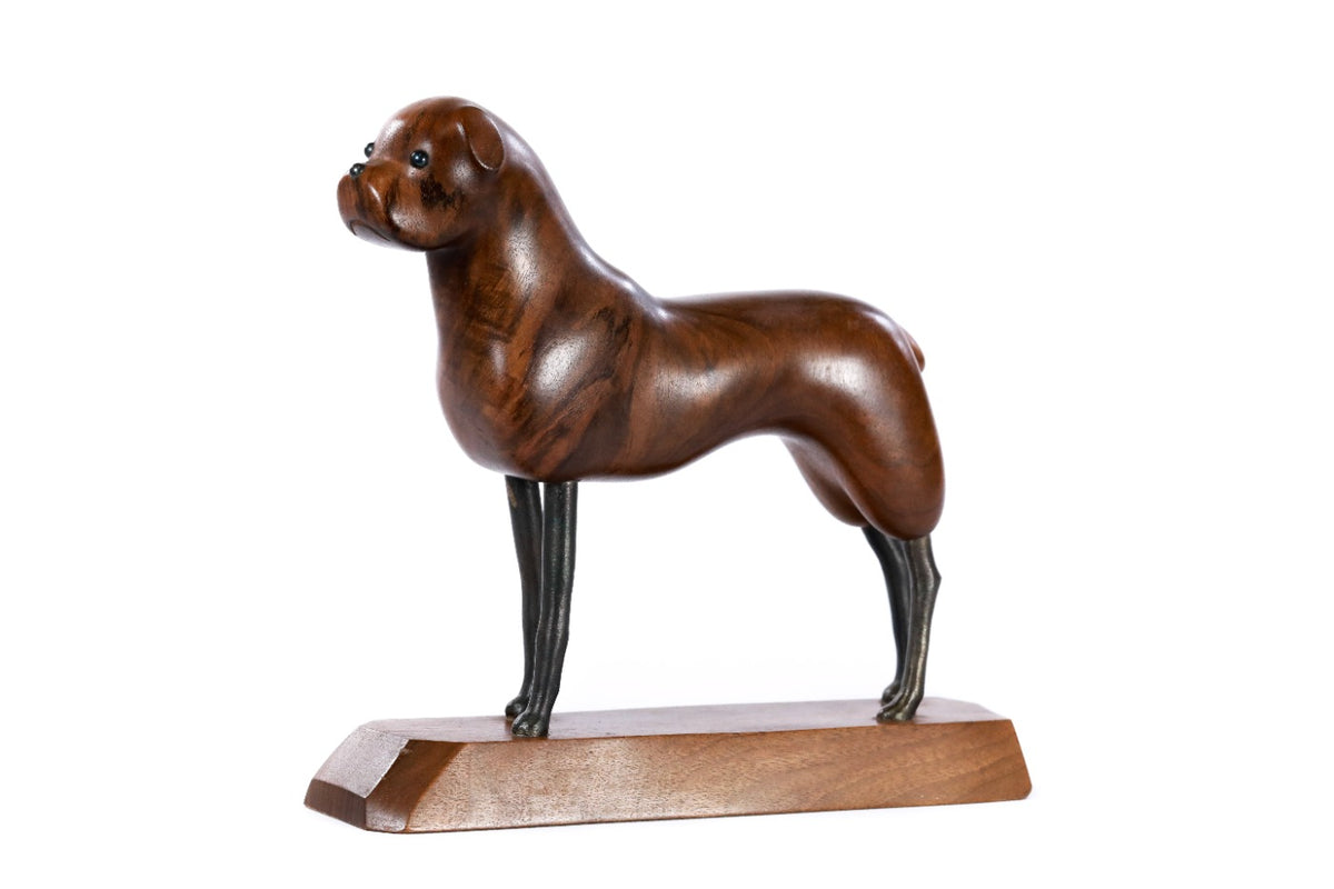Dog sculpture hand carved by Hrachya Ohanyan — angle view