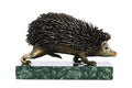 Handmade bronze hedgehog sculpture with Indian marble, 4.7" / 12 cm, by Hrachya Ohanyan