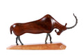 Hand-carved wooden goat sculpture in apricot wood, 11.4" / 29 cm, by Hrachya Ohanyan