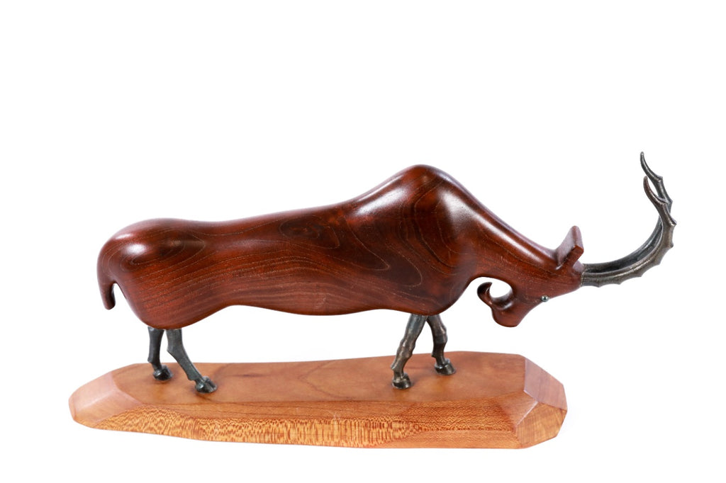 Goat sculpture hand carved by Hrachya Ohanyan — angle view