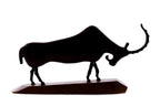 Hand-carved wooden goat sculpture, 11.4" / 29 cm — full view