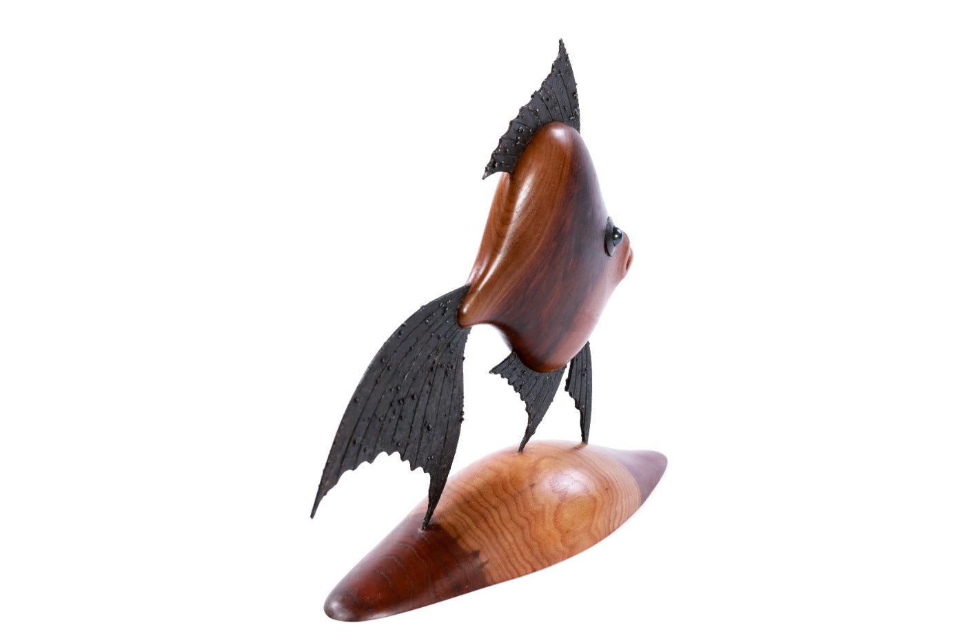 Fish sculpture hand carved by Hrachya Ohanyan — angle view