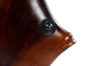 Fish sculpture in carved apricot wood — side view