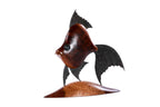 Handmade wooden fish sculpture — carving detail