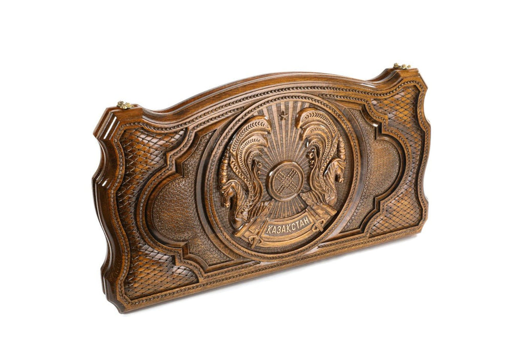 Backgammon Board - Kazakhstan Coat of Arms Wooden Design - Unumperfectus