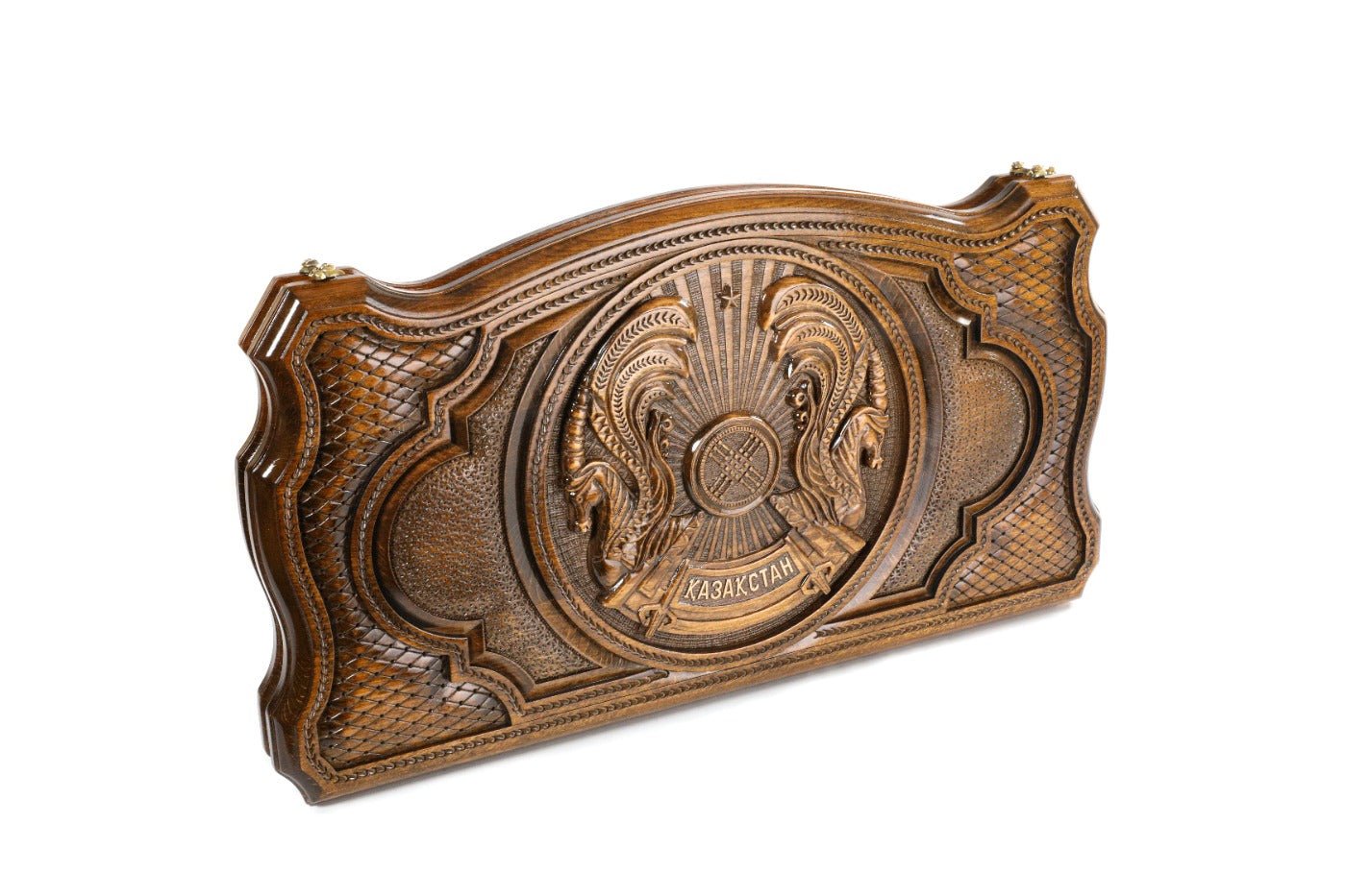 Backgammon Board - Kazakhstan Coat of Arms Wooden Design - Unumperfectus
