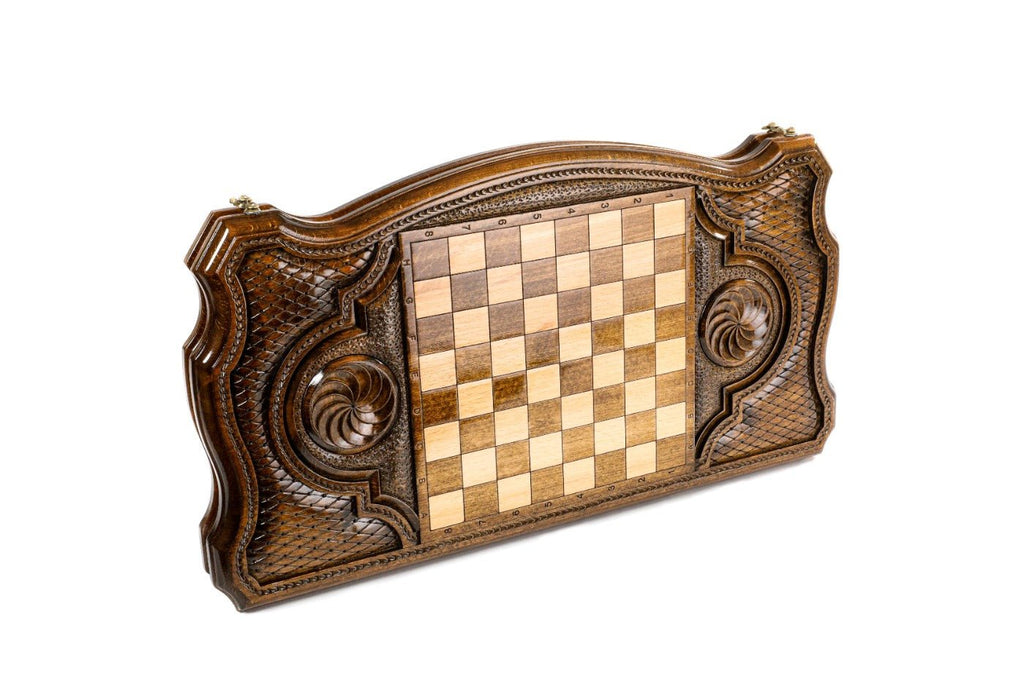 Backgammon Board - Kazakhstan Coat of Arms Wooden Design - Unumperfectus