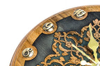 Uzbek ornament walnut wall clock, view 5, by Hrachya Ohanyan