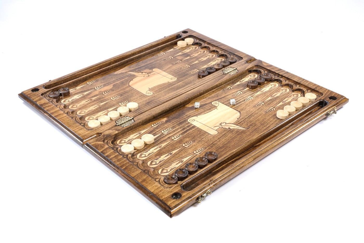 A close-up of the hand-carved Armenian characters, showcasing the precision and calligraphic detail of the solid wood.