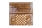 Armenian Alphabet backgammon board - close-up of the carved design