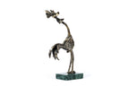 Handmade bronze rooster sculpture with Indian marble, 7.9" / 20 cm, by Hrachya Ohanyan