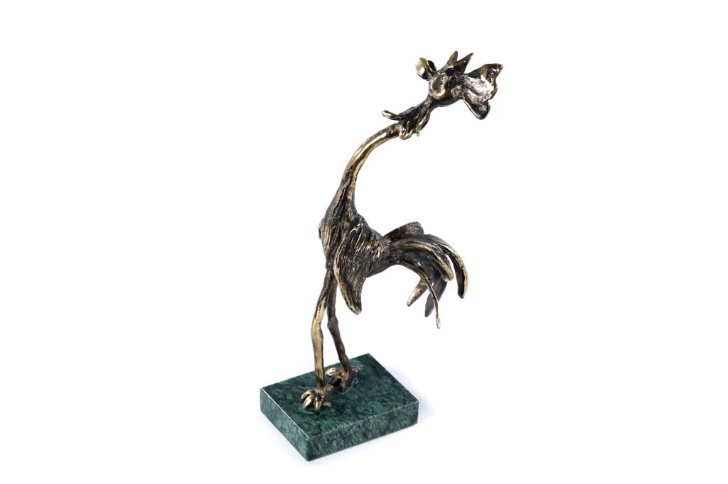 Bronze rooster sculpture by Hrachya Ohanyan — angle view