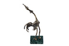 Bronze rooster sculpture with Indian marble — back view