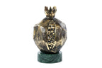 Handmade bronze pomegranate sculpture with Indian marble, 4.3" / 11 cm, by Hrachya Ohanyan