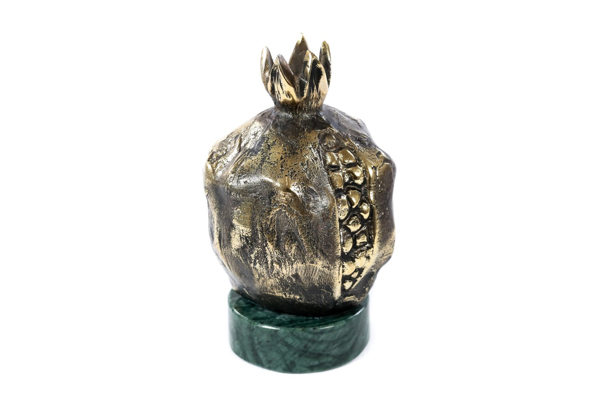 Bronze pomegranate sculpture — detail view