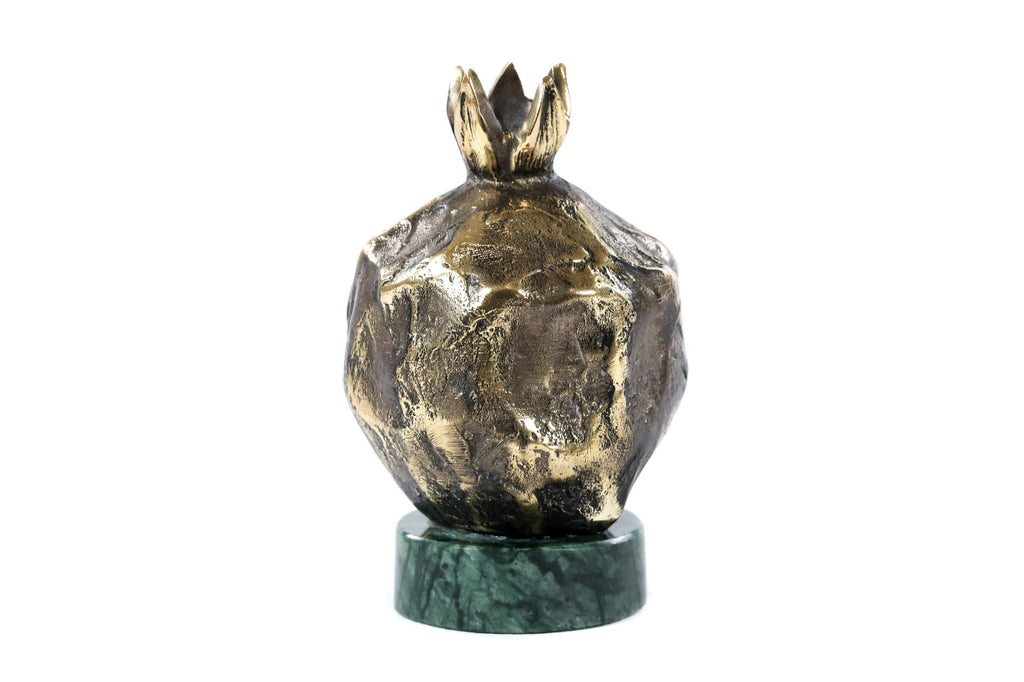Bronze pomegranate sculpture by Hrachya Ohanyan — angle view