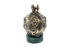 Handmade bronze pomegranate sculpture, 4.3" / 11 cm — full view