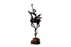 Hand-carved wooden Girl with Antelope sculpture, 28.7" / 73 cm, by Hrachya Ohanyan