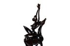 Hand-carved Girl with Antelope figure sculpture — back view