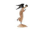 Hand-carved walnut angel sculpture, 11" / 28 cm, by Hrachya Ohanyan