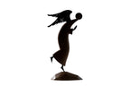 Hand-carved walnut angel sculpture, 11" / 28 cm — full view