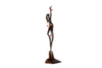 Wooden Girl with Pomegranates sculpture hand carved from linden wood — detail view