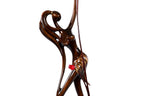 Girl with Pomegranates sculpture in carved wood — side view