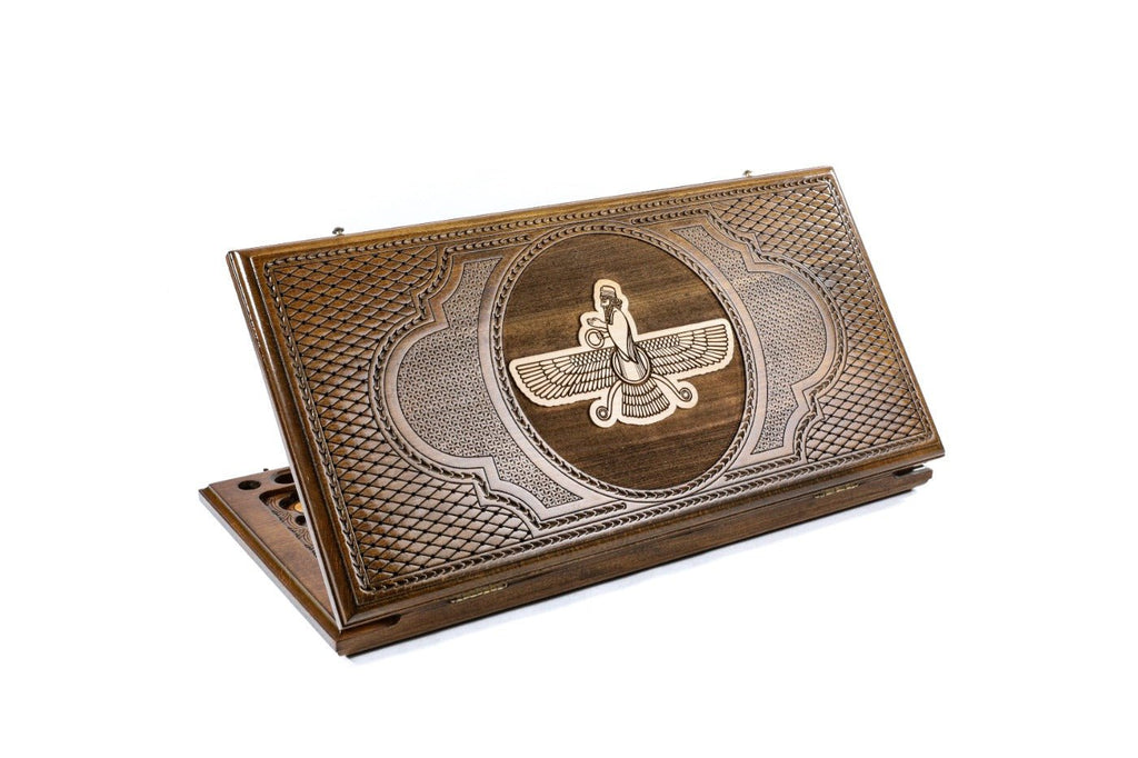 Assyrian logo wooden backgammon board handcrafted classic design