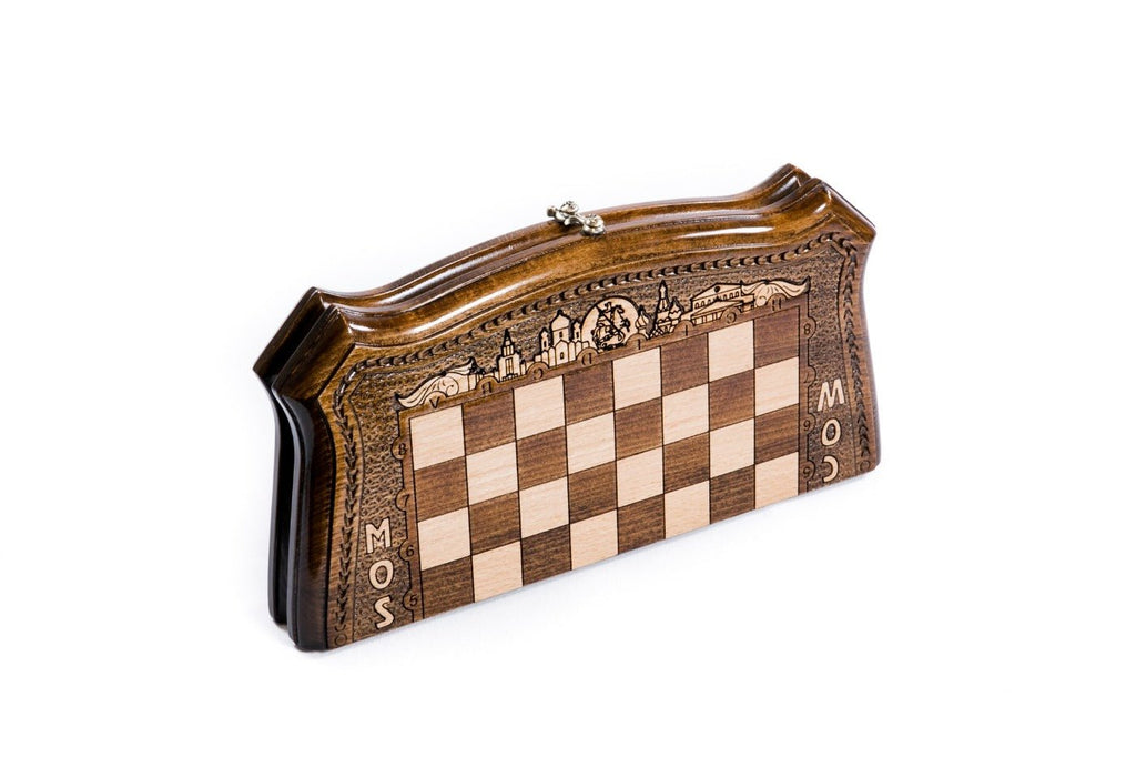 Wooden Carved Chess Set & Backgammon  —  Moscow 30 cm | 11.8" - Unumperfectus