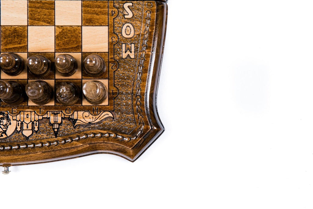 Wooden Carved Chess Set & Backgammon  —  Moscow 30 cm | 11.8" - Unumperfectus