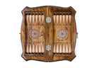 Carved Moscow chess and backgammon set - angled view showing the craftsmanship