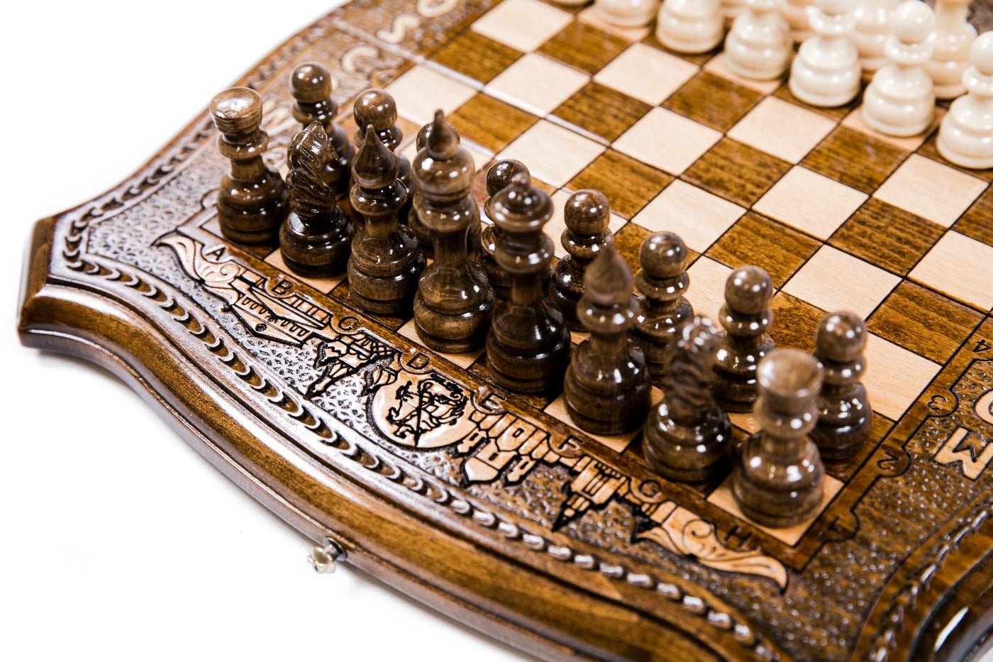 Wooden Carved Chess Set & Backgammon  —  Moscow 30 cm | 11.8" - Unumperfectus