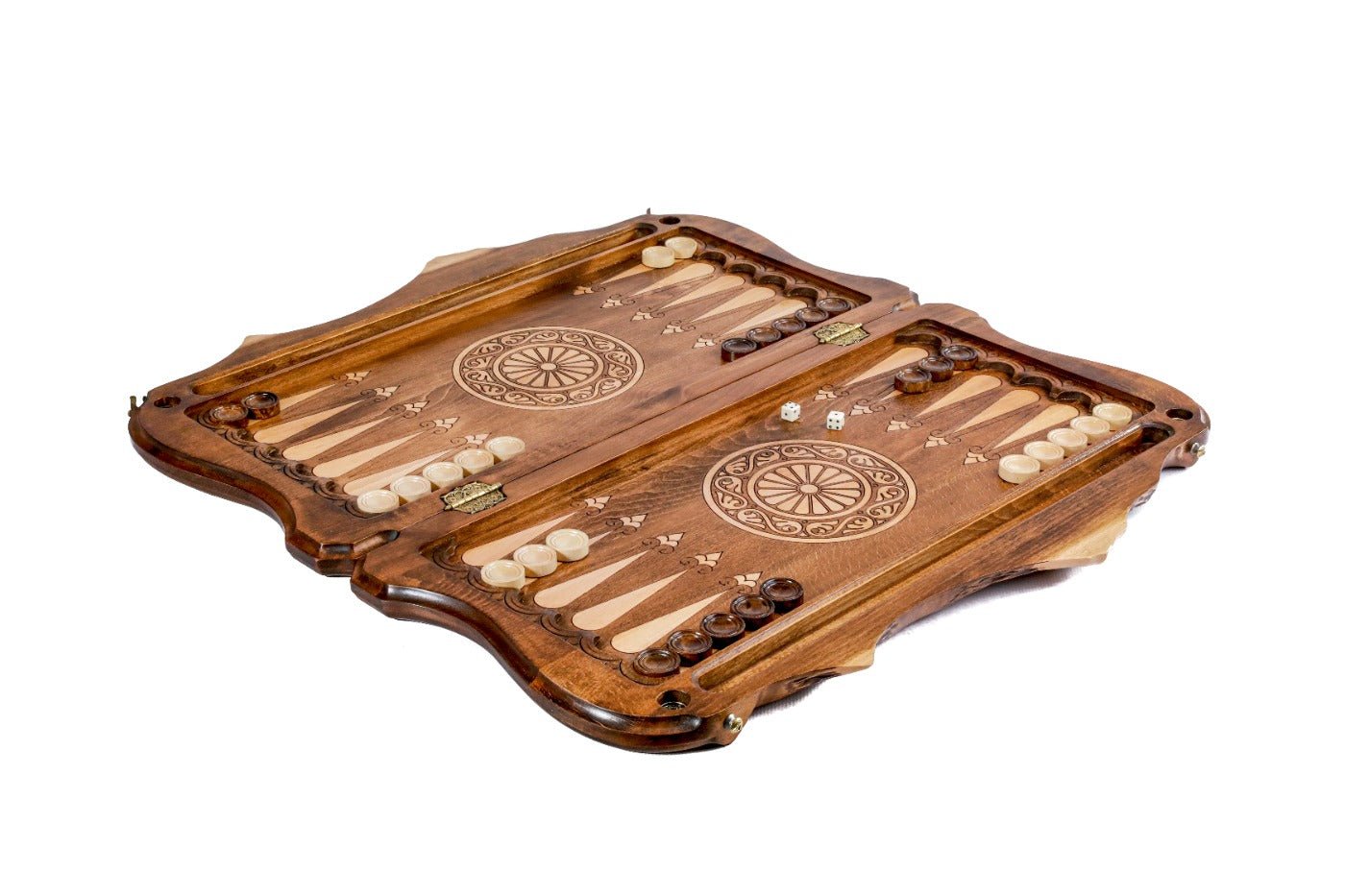 Premium handcrafted wooden backgammon board Armenian heritage landscape artwork