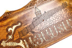 Luxury backgammon board with Mount Ararat outline and Khor Virap theme