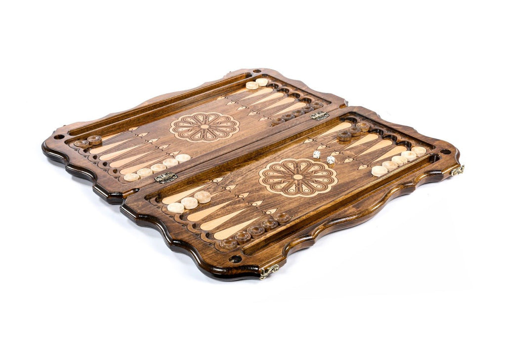 Large Armenian backgammon board with cultural contour detailing