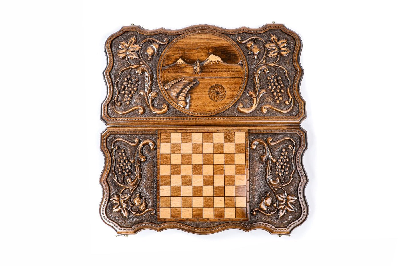 Armenian Wooden Backgammon Board Ararat Contour Outline 23.6" | 60 cm - Unumperfectus