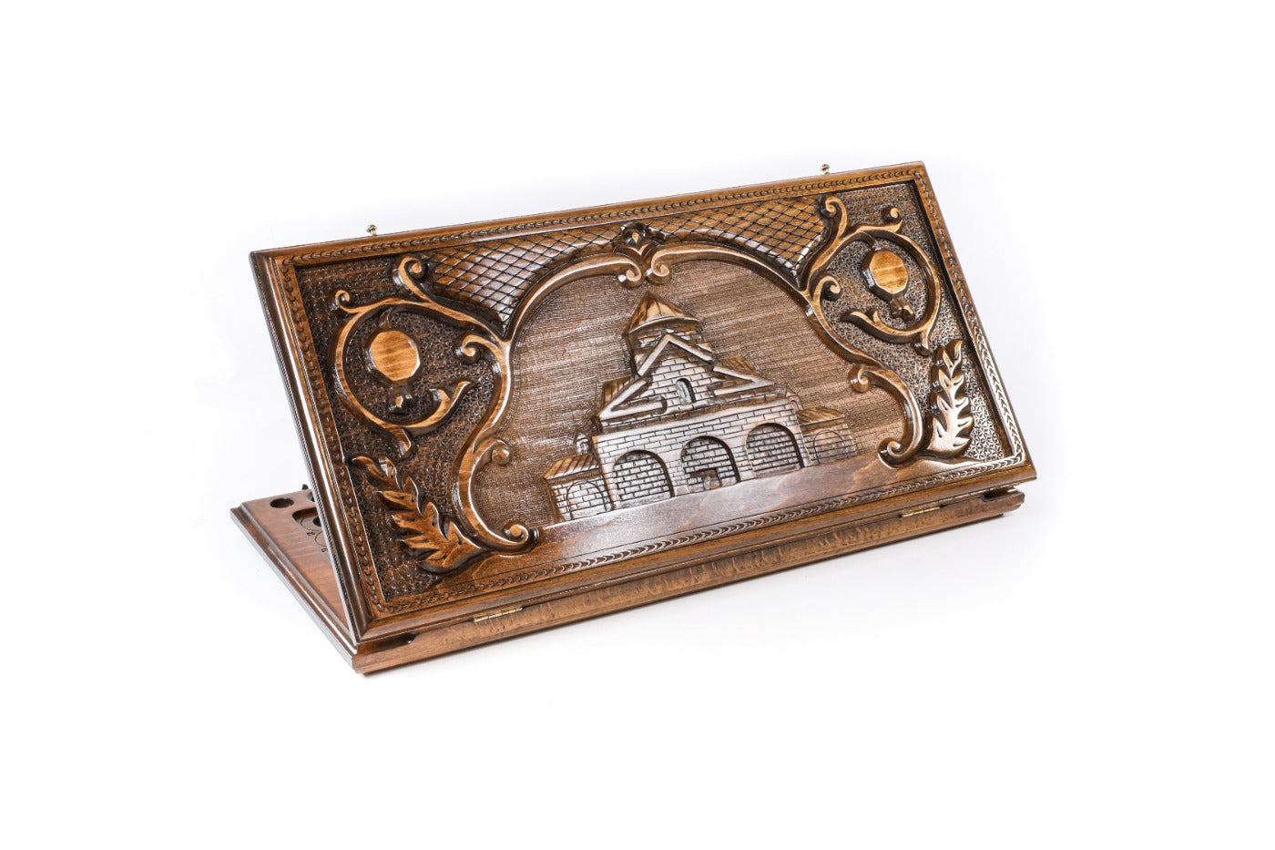 Armenian wooden backgammon board Church of St. Gayane design 23.6 inch