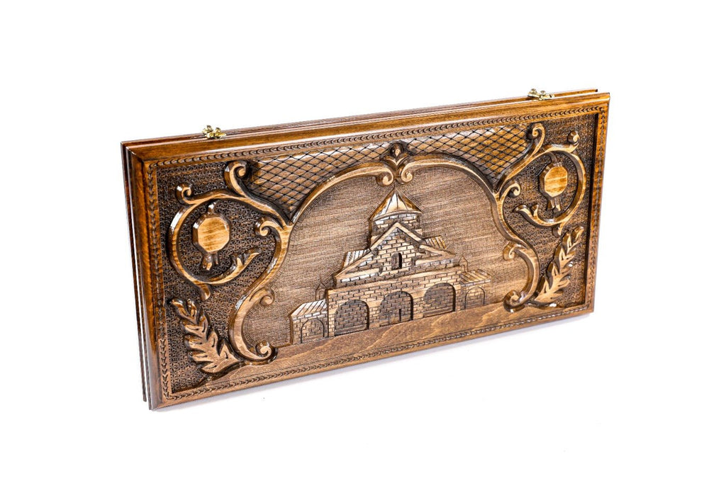 Armenian Carved Classic Backgammon Board Church of St. Gayane 23.6" | 60 cm - Unumperfectus