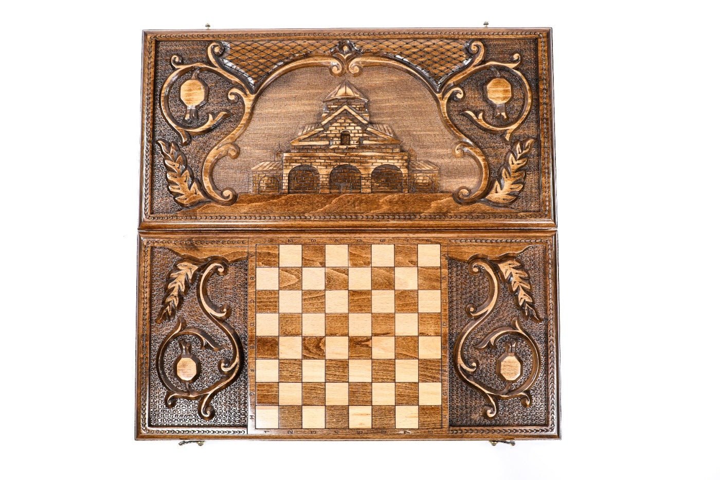 Armenian Carved Classic Backgammon Board Church of St. Gayane 23.6" | 60 cm - Unumperfectus