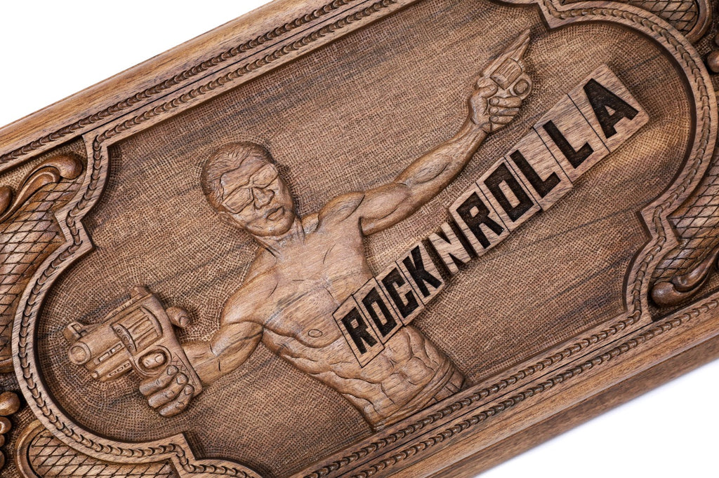 The reverse side of the Hrachya Ohanyan RocknRolla set highlighting the high-relief hand-carved motifs.