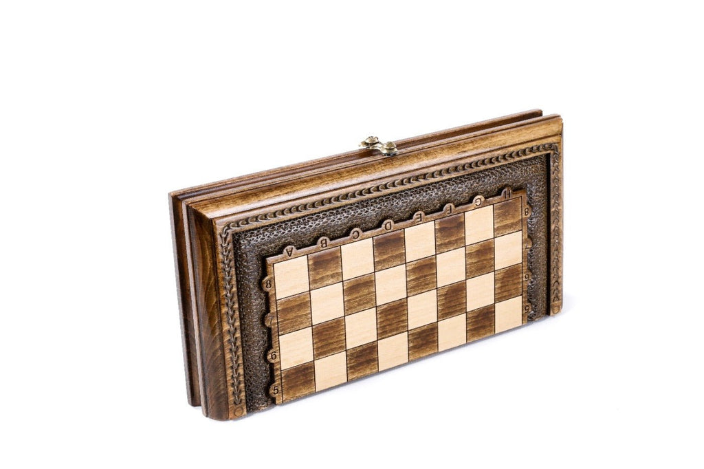 Wooden Carved Style Chess Set & Backgammon — 30 cm | 11.8" - Unumperfectus